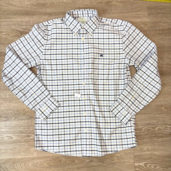 Brooks Brothers Plaid Slim Non-Iron Stretch Cotton Original Oxford Polo sz M - Picture 1 of 11